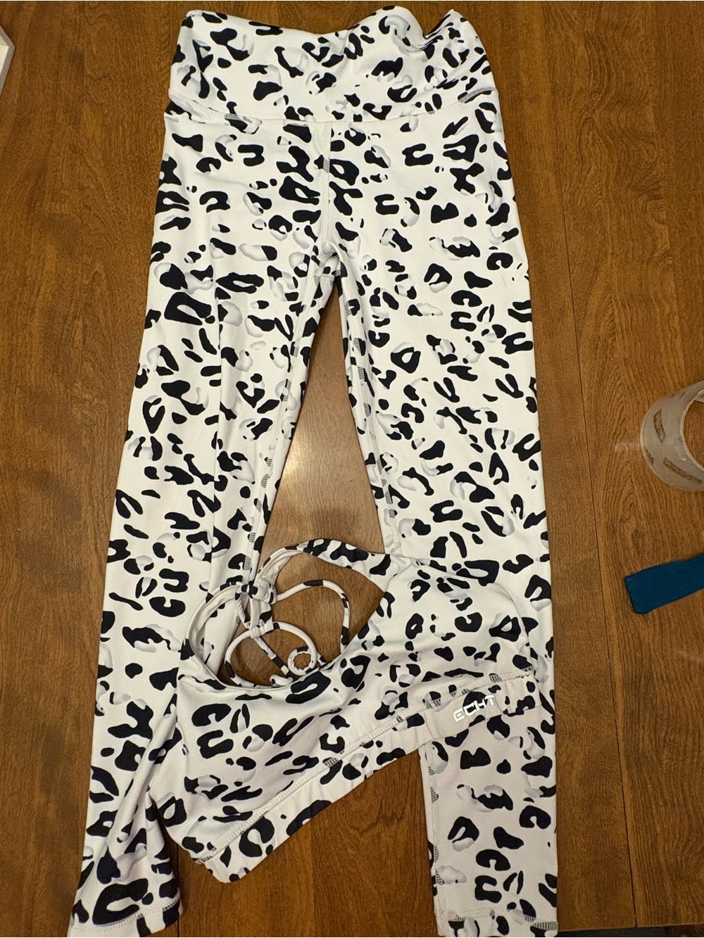 ECHT Black and White Leopard Spot High-Rise Leggings